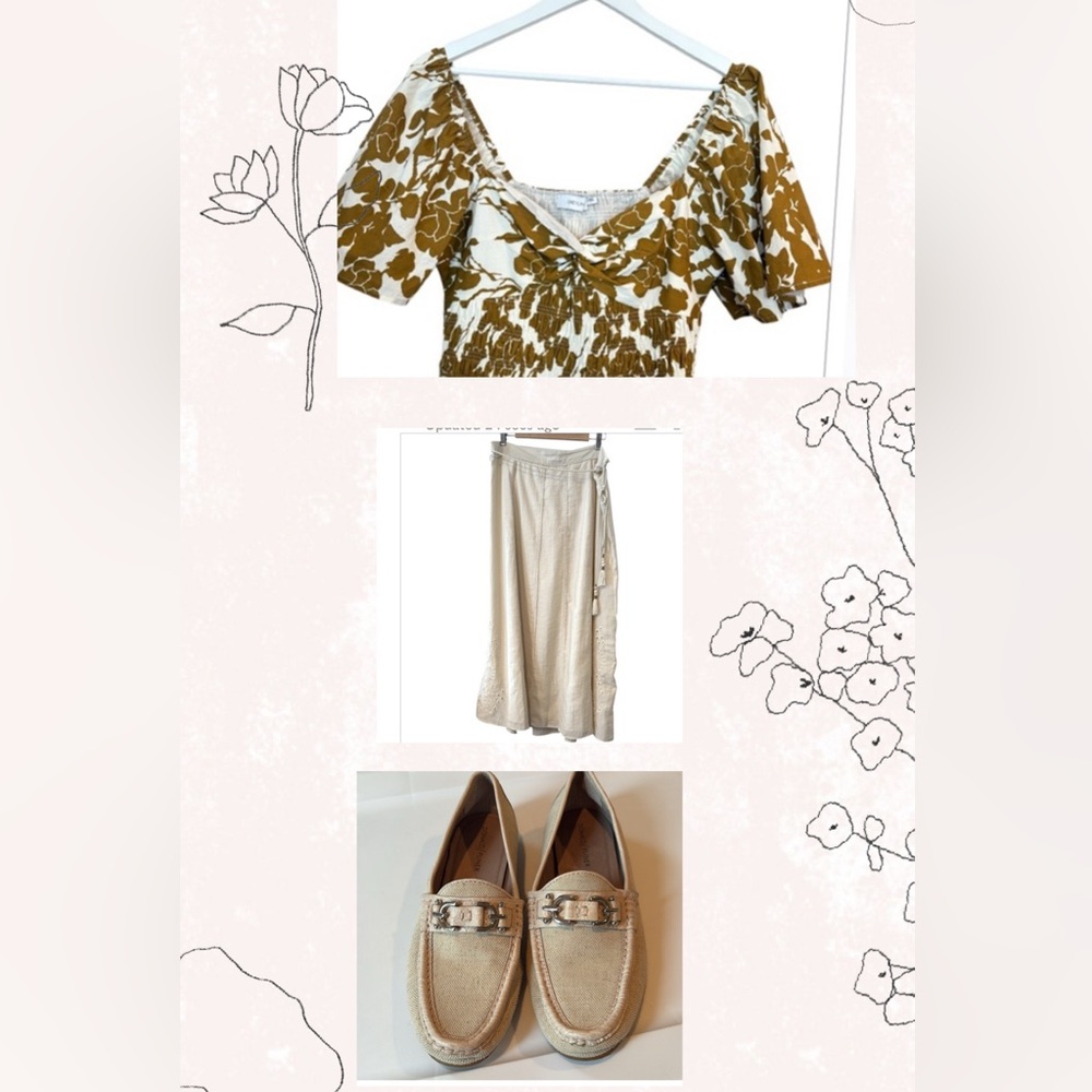 Zara Ivory Cream Cottagecore Lagenlook Embroidered Rope Tie Zip Maxi Skirt XL - Picture 4 of 14